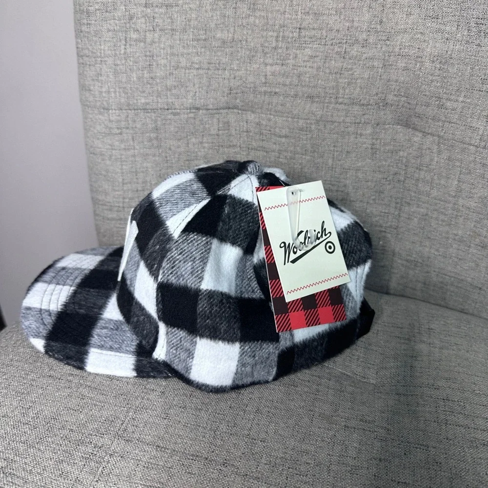 Woolrich Buffalo Plaid Baseball Cap One Size Adjustable Strap Black‎ White